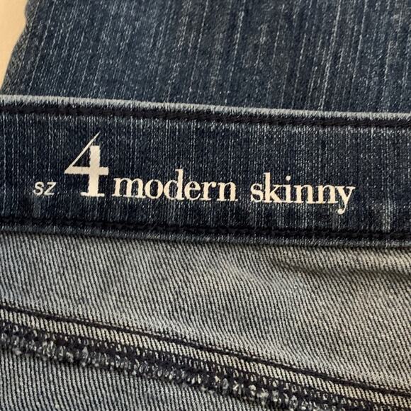 Ann Taylor LOFT Jeans Rhinestone Crystal Embellished Modern Skinny Jeans Size 4 - Picture 4 of 13